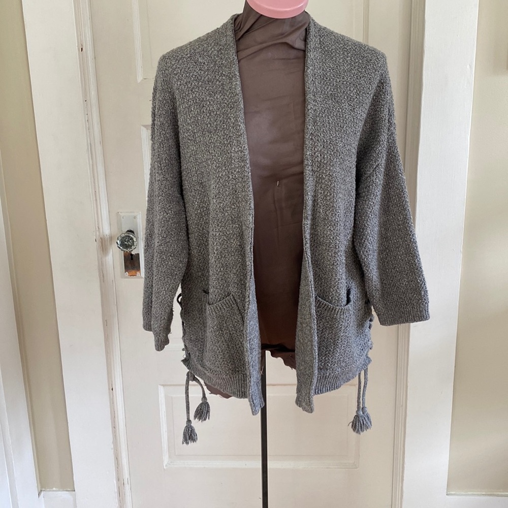 Madewell 3/4 Sleeve Oversized Grey Open Cardigan Sweater XS‎
